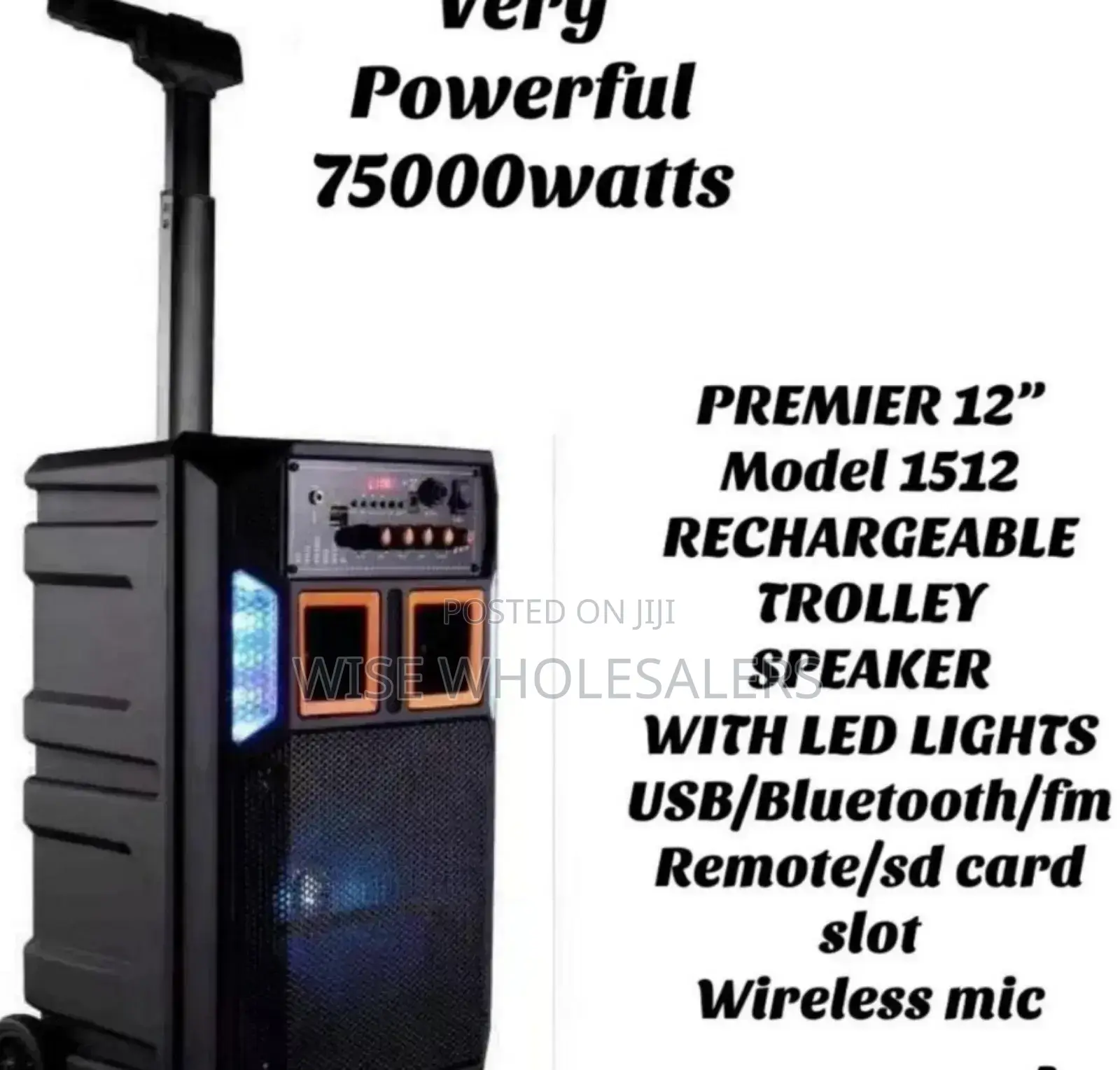 7500watts  Premier 12" Rechargeable Troley With Microphone