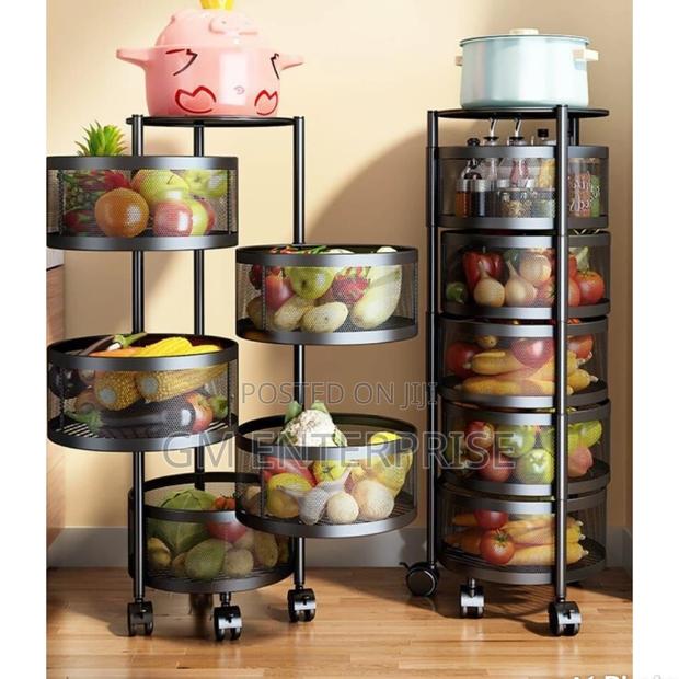 Round Fruit Rack With Wheels