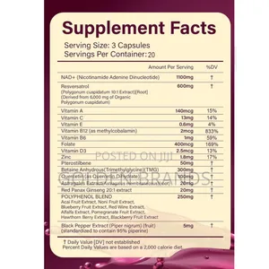 Organic Nad Liposome + Resveratrol, Ant Aging, Energy, Focus