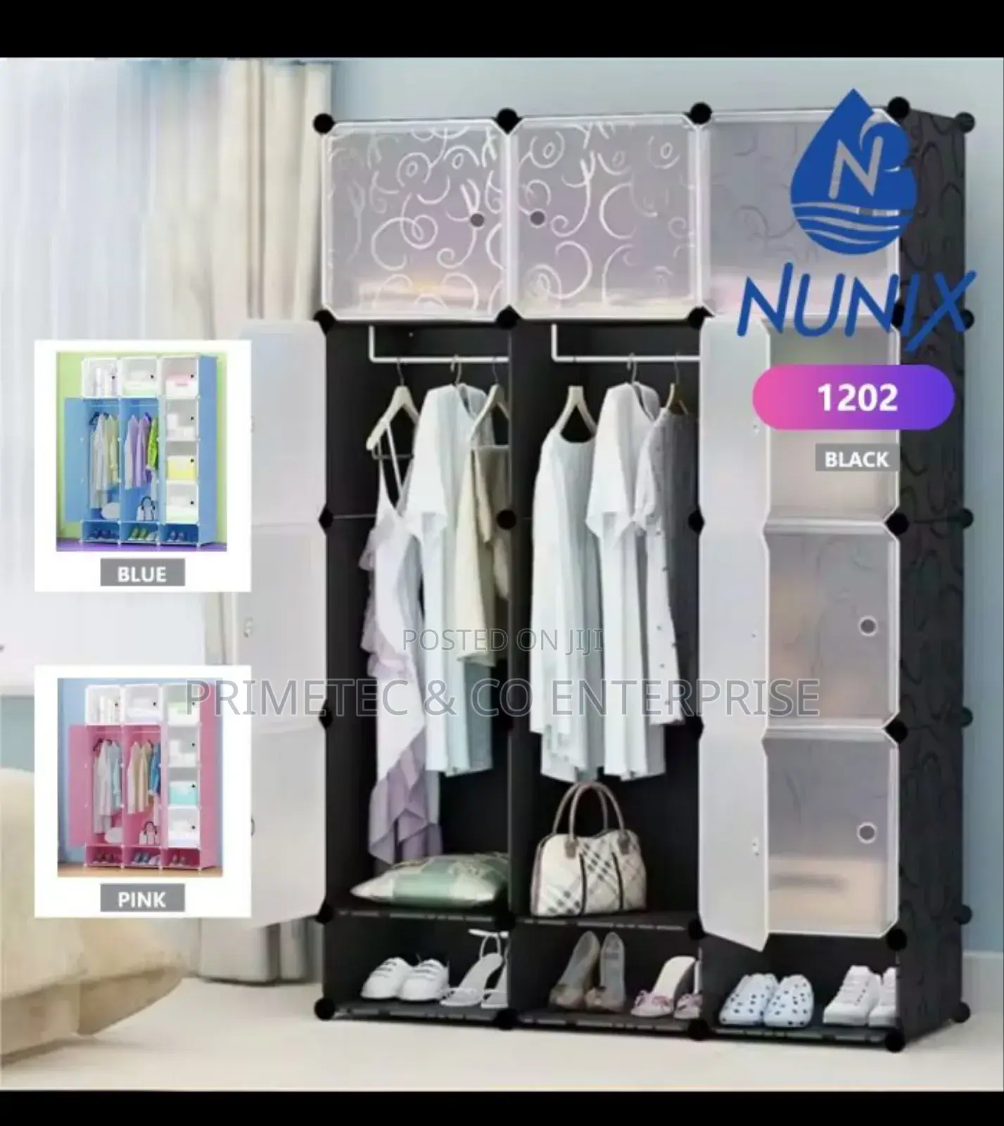 3 Column Portable Plastic Wardrobe