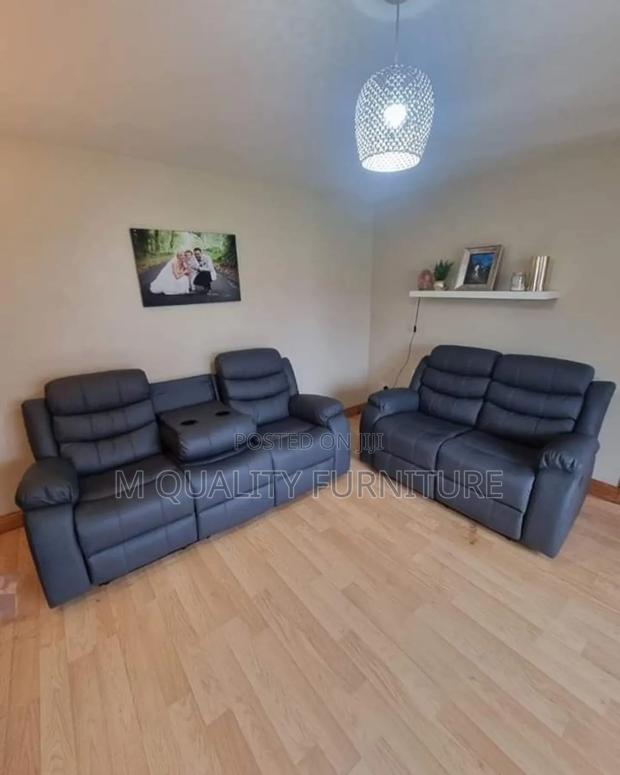 5 Seater Blue Semi Recliner Sofas