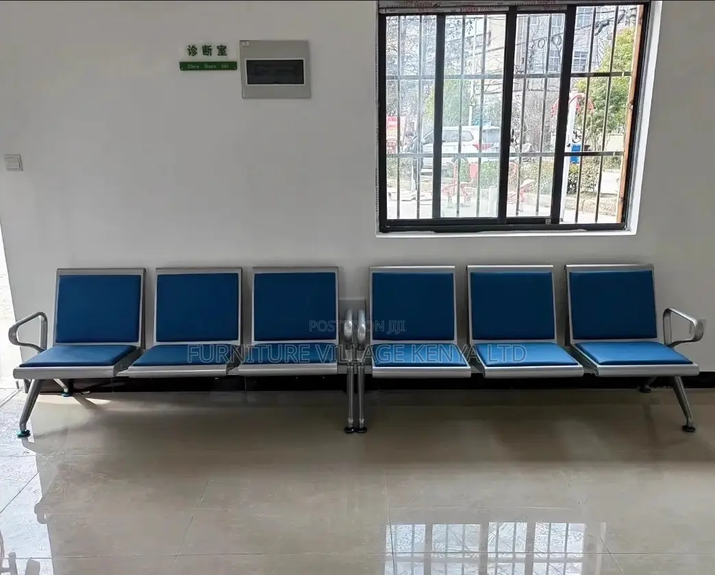 Benches: Stainless Steel Frame Padded 3-Link Guest Bench