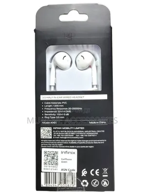 Infinix 3.5mm Half in Ear Headphones Mic Full Bass Earphones