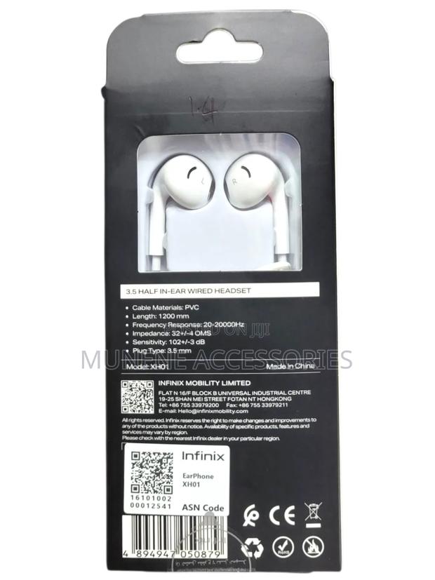 Infinix 3.5mm Half in Ear Headphones Mic Full Bass Earphones - thumbnail 2