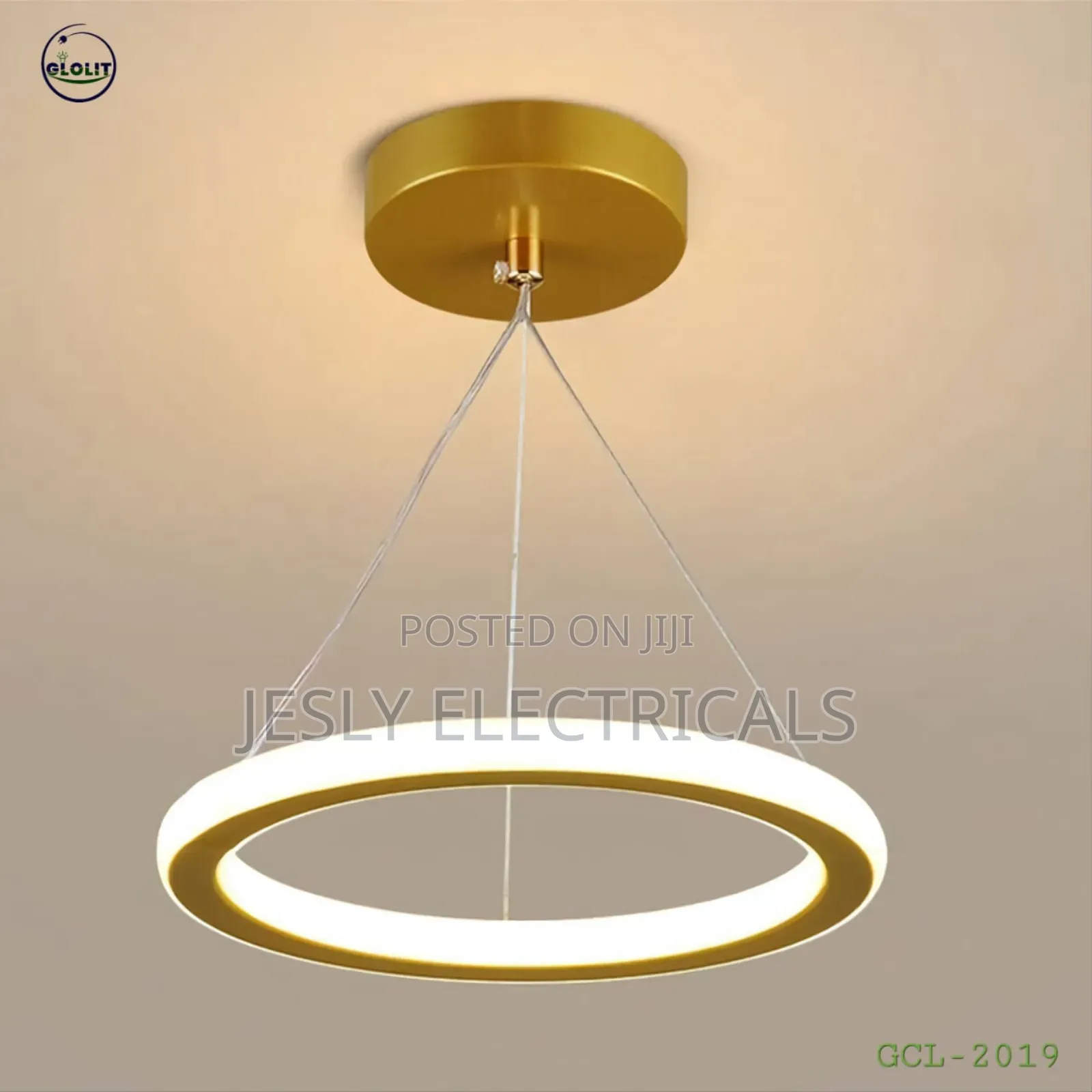 Metal Ring Pendant Light With Acrylic Shade