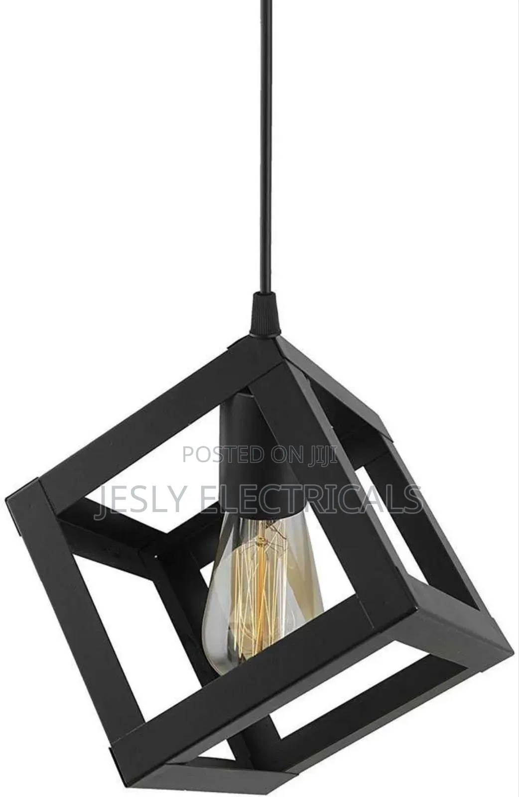 Modern Indoor Black Steel Cube Round Base Hanging Lights
