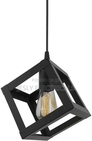 Modern Indoor Black Steel Cube Round Base Hanging Lights