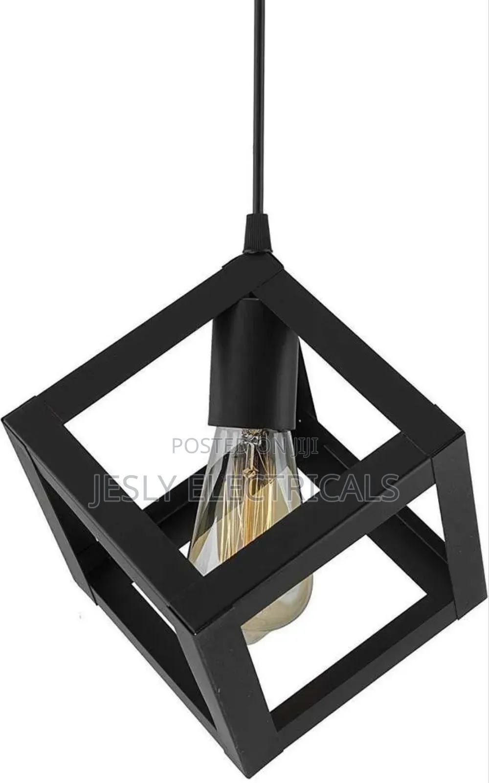 Modern Indoor Black Steel Cube Round Base Hanging Lights