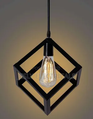 Modern Indoor Black Steel Cube Round Base Hanging Lights