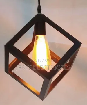 Modern Indoor Black Steel Cube Round Base Hanging Lights