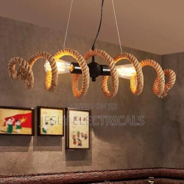 Personality Water Pipe Hemp Rope Ceiling Light
