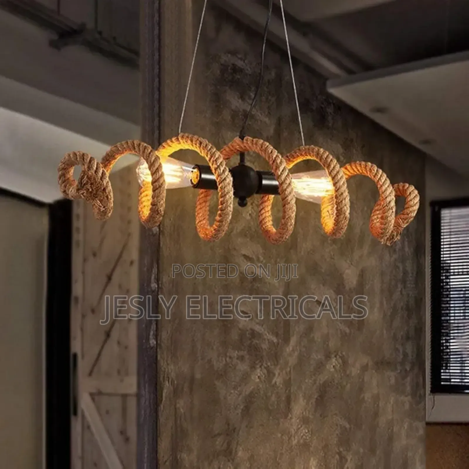 Personality Water Pipe Hemp Rope Ceiling Light