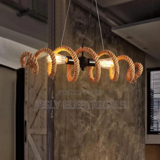 Personality Water Pipe Hemp Rope Ceiling Light - thumbnail 3