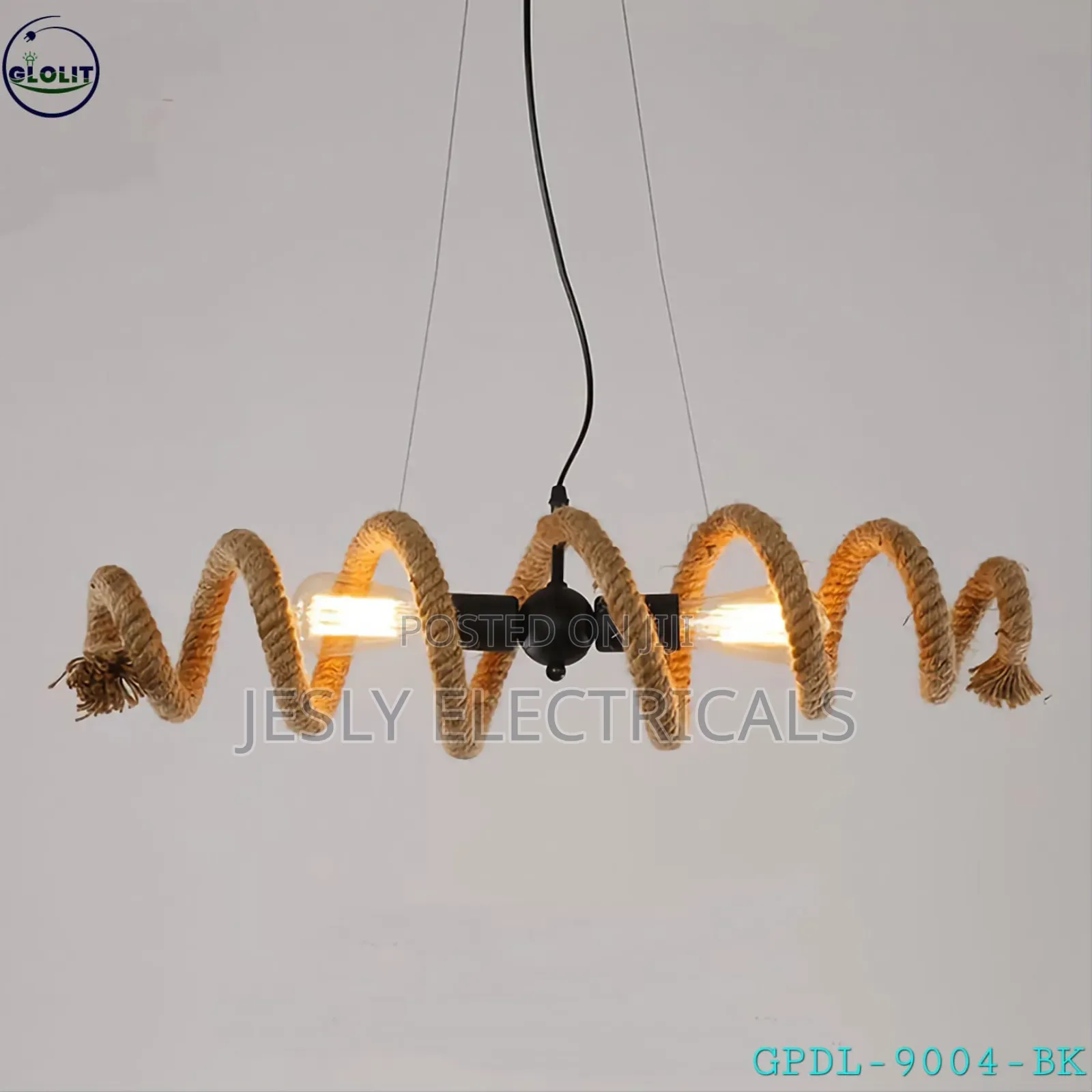 Personality Water Pipe Hemp Rope Ceiling Light