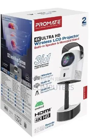 Promate Wireless Ultra Hd DLP Projector With Built-in Hi