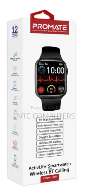 Promate Ip67 Fitness Tracker Smartwatch With Hands-Free Func