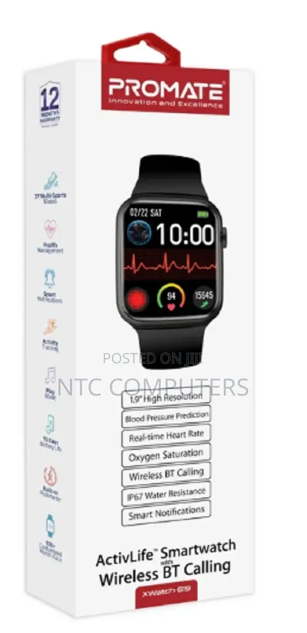 Promate Ip67 Fitness Tracker Smartwatch With Hands-Free Func