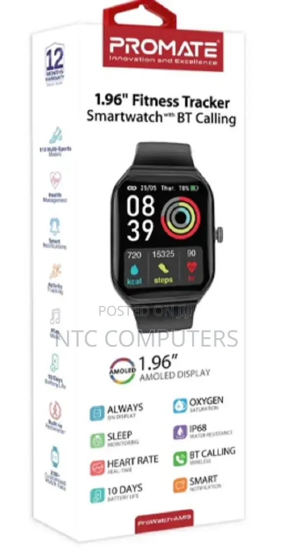 Promate Fitness Tracker Smartwatch With Bluetooth Calling