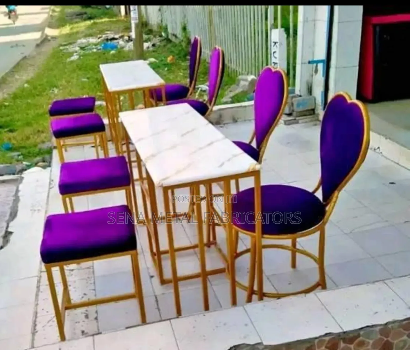 Manicure a Set of Seating Stools and a Table.