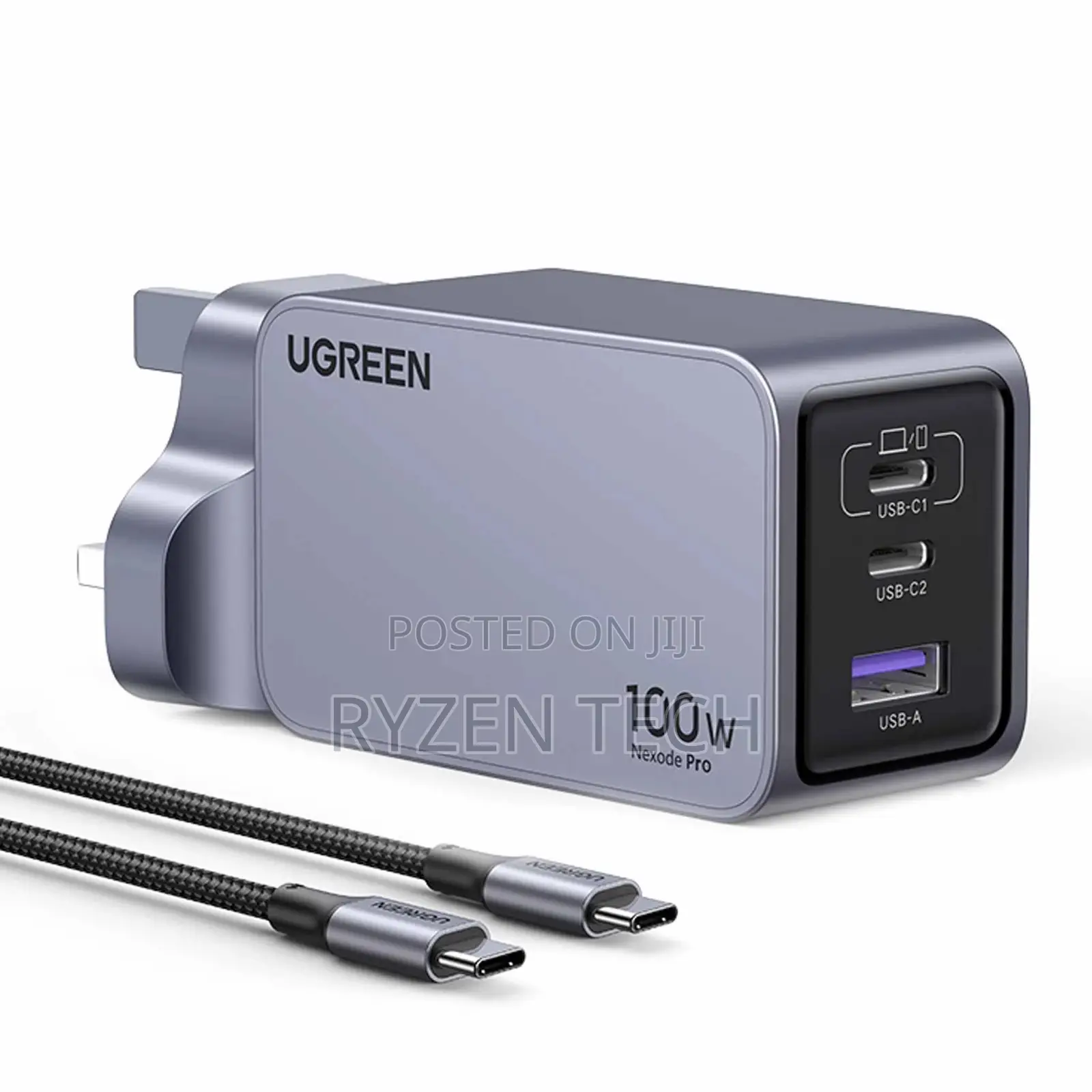 Ugreen 100w 3-Port Gan Fast Charger +1.5m 100w Cable