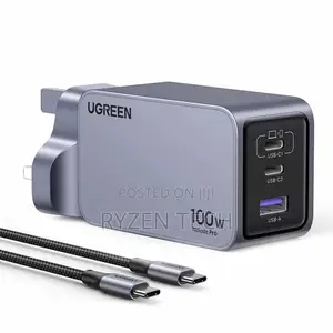 Ugreen 100w 3-Port Gan Fast Charger +1.5m 100w Cable