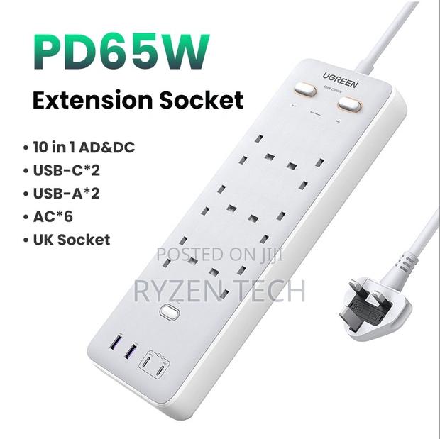 Ugreen Surge Protector Power Strip 6 Ac Outlets + 65w 2a2c