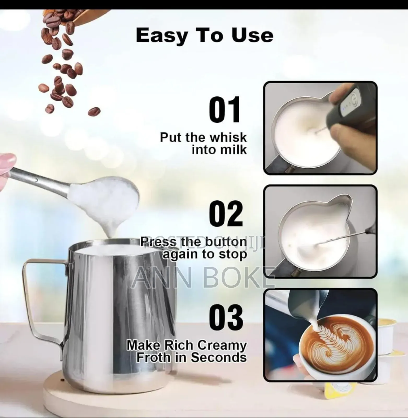 Mini Milk Frother Usb Rechargeable 3 Speeds Foam Maker