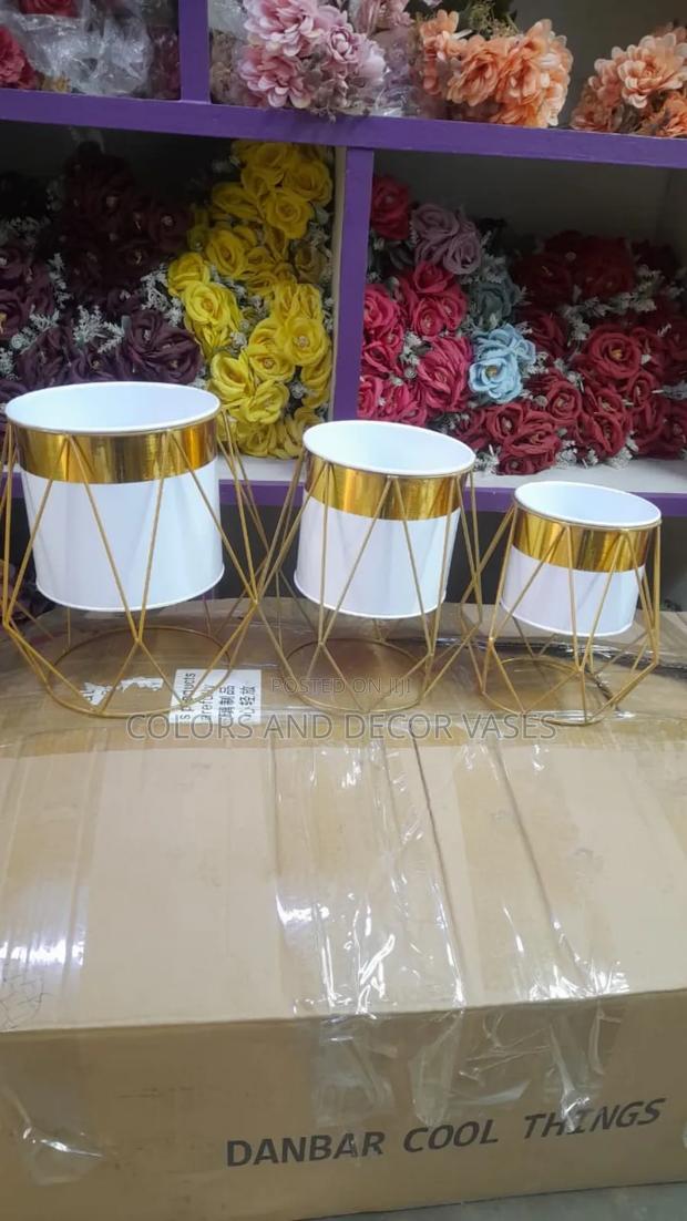 White Gold Metallic Vases
