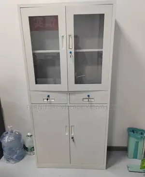 Cabinets: Financial Locking Iron Glass Door Display Cabinet