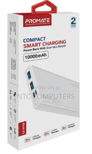 Promate 10000mah Compact Smart Charging Power Bank