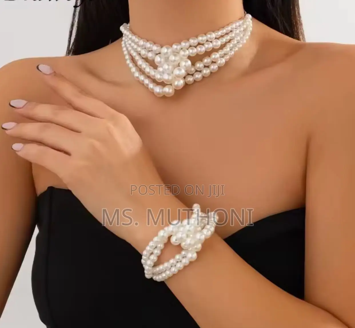 Multilayered Pearl Matching Set( Necklace Bracelet) *