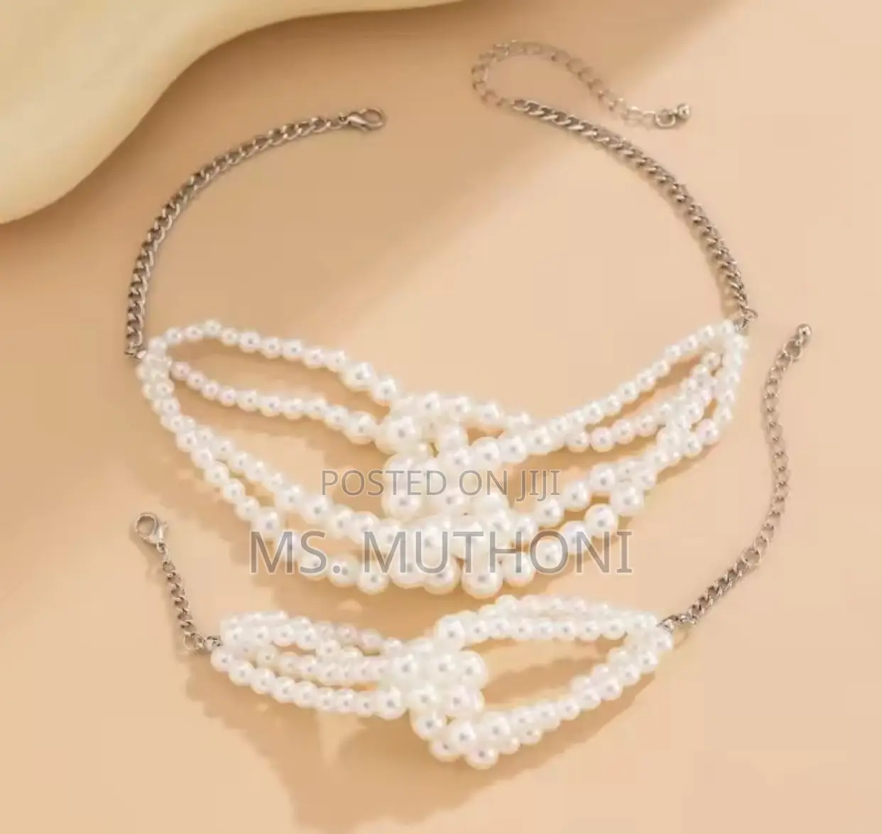 Multilayered Pearl Matching Set( Necklace Bracelet) *