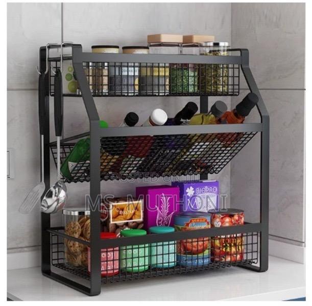 3 Tier Multifunctional Metallic Kitchen Spice Rack*