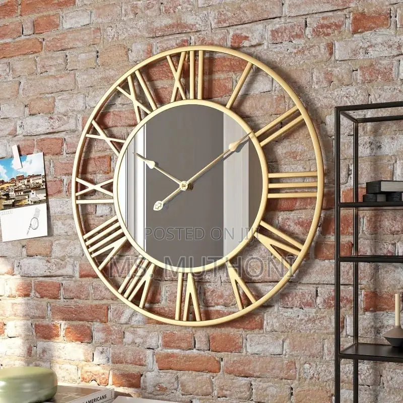 50 Cm Creative Wall Clock Metal With Mirror*
