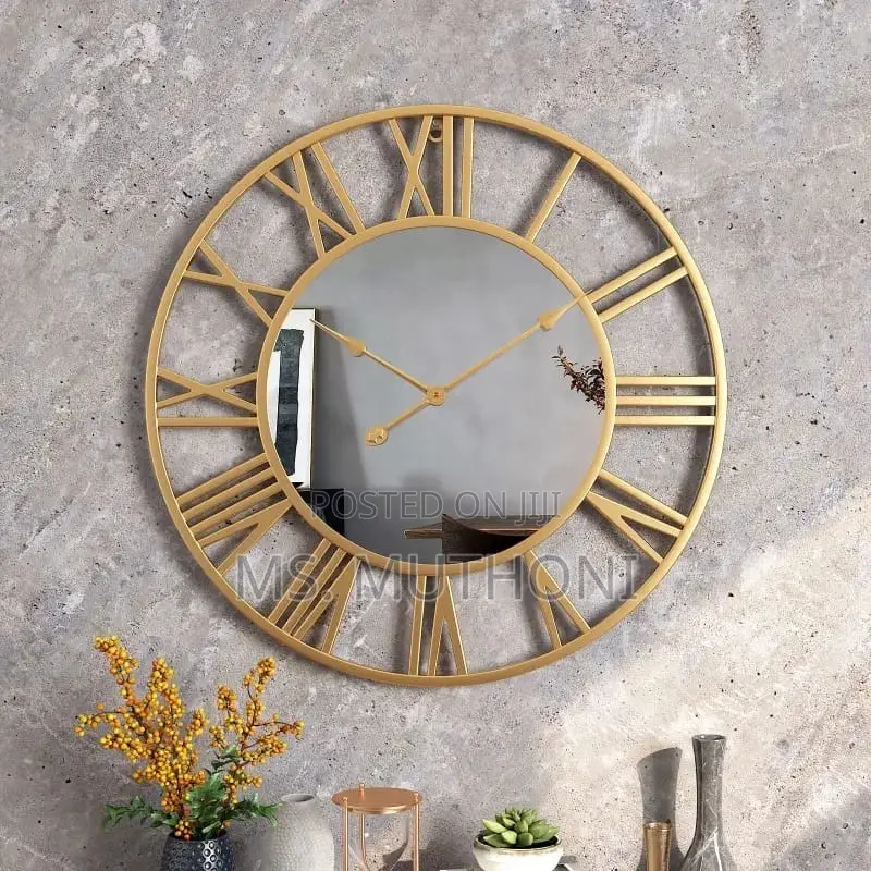 50 Cm Creative Wall Clock Metal With Mirror*