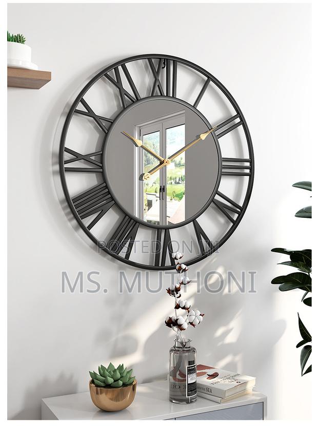 Black 50 Cm Creative Wall Clock Metal With Mirror* - thumbnail 5