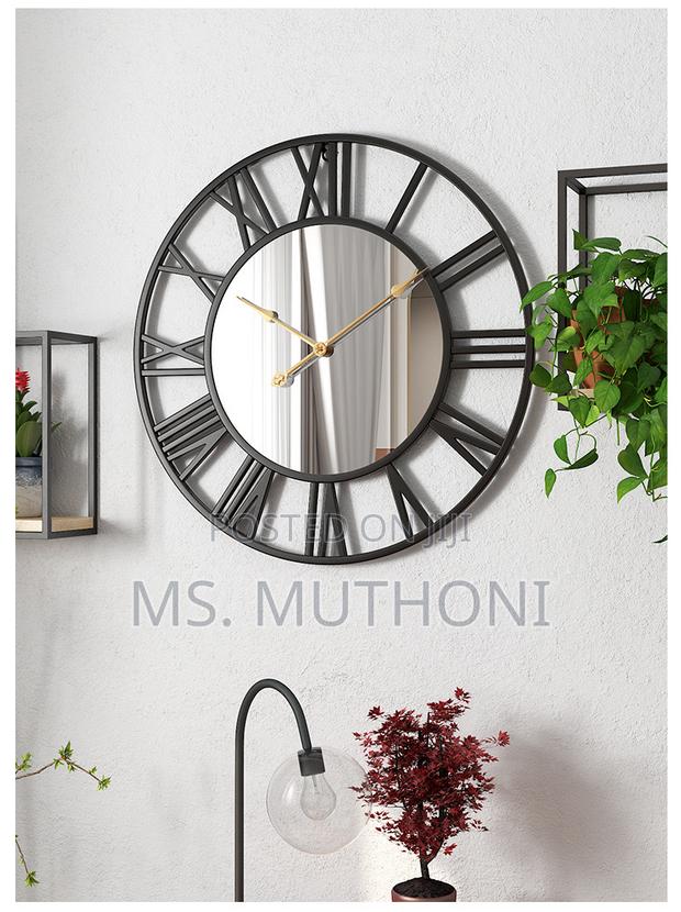Black 50 Cm Creative Wall Clock Metal With Mirror* - thumbnail 2