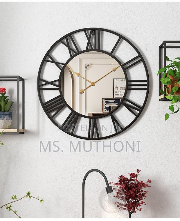 Black 50 Cm Creative Wall Clock Metal With Mirror* - thumbnail 7