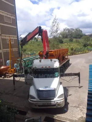Flatbed Trailer With Crane Available for Lifting