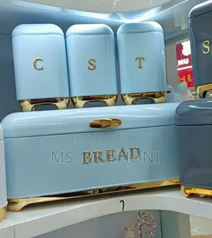 Bread Bin With Three Canister Set With Touch of Gold*