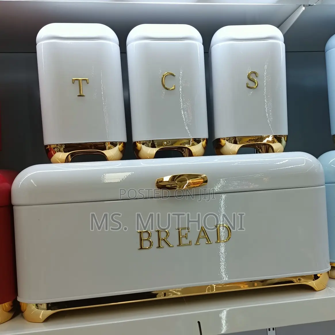 Bread Bin With Three Canister Set With Touch of Gold*