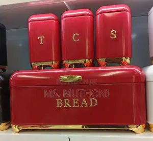 Bread Bin With Three Canister Set With Touch of Gold*