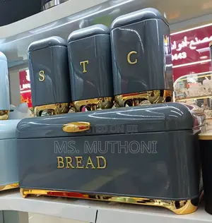Bread Bin With Three Canister Set With Touch of Gold*