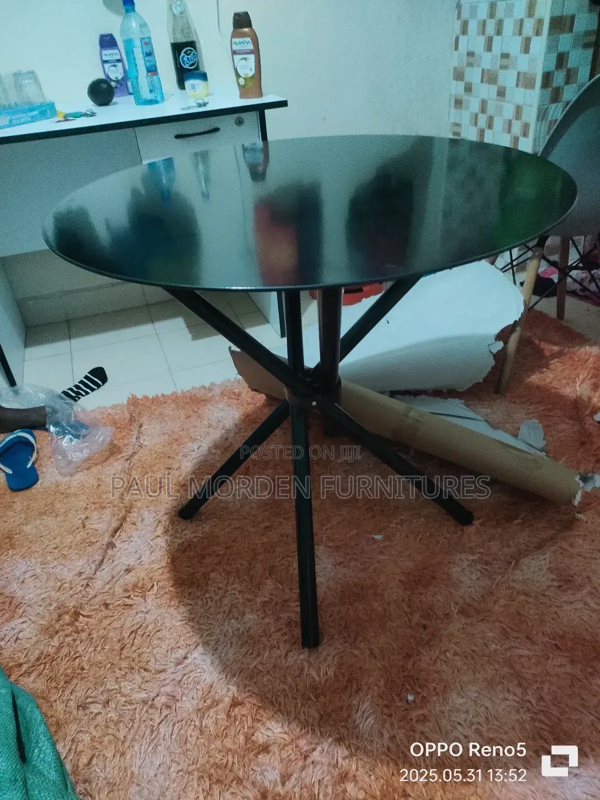 Black Round Dining Table 60cm by 60cm