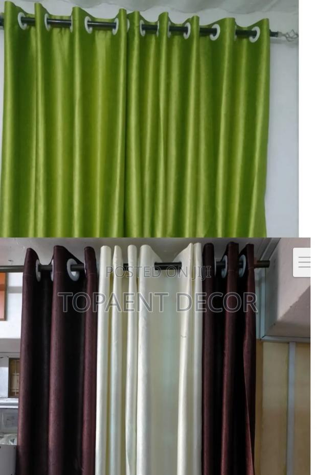 Green, Chocolate,And Cream Soft Plain Window Curtains - main view