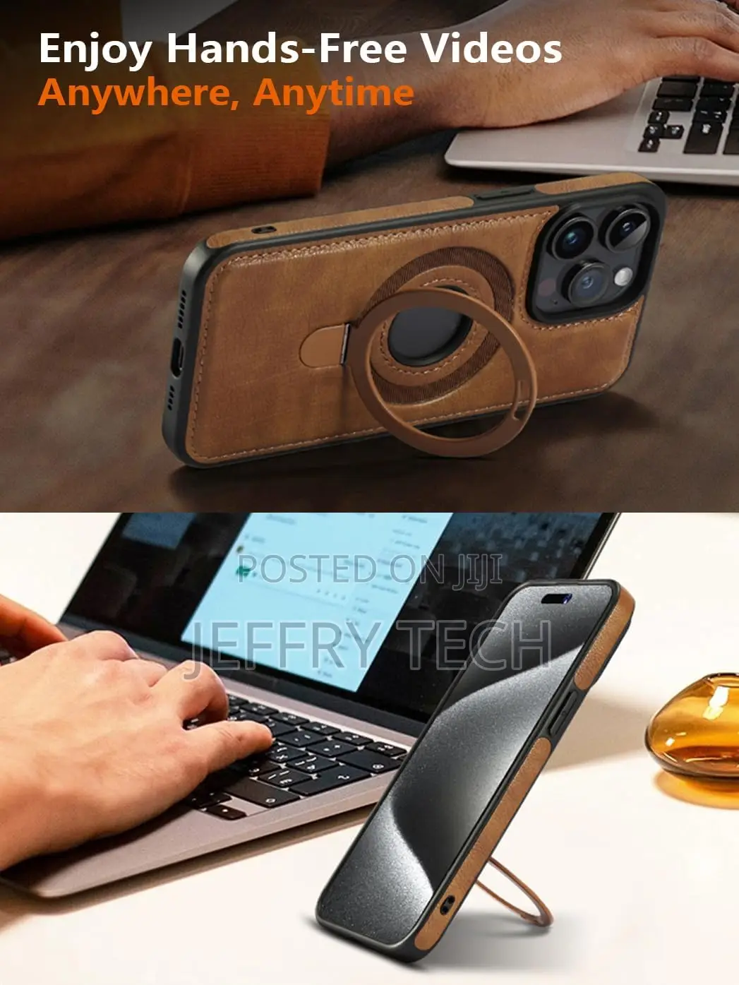 Vauserdy iPhone 13 Pro Max Leather Case,Invisible Stand