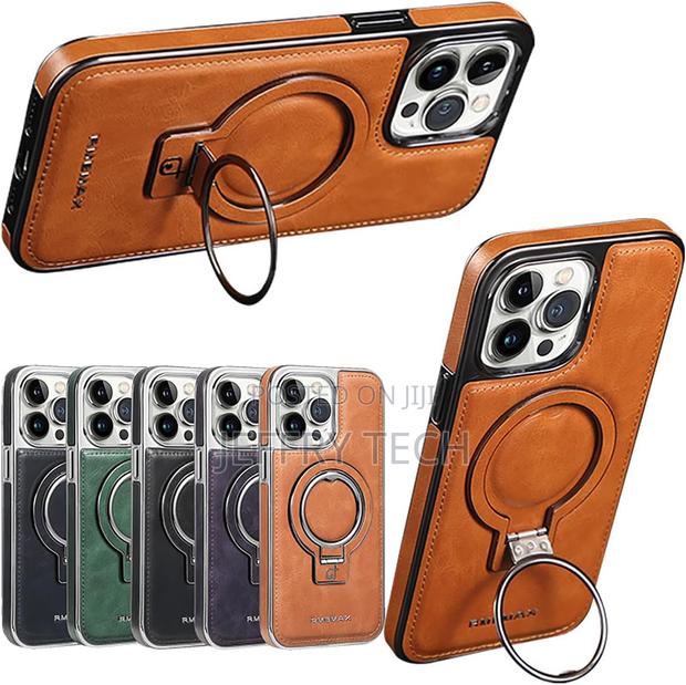 Rotroyce Leather Magsafe Stand for iPhone 12 Pro Max Brown - thumbnail 3