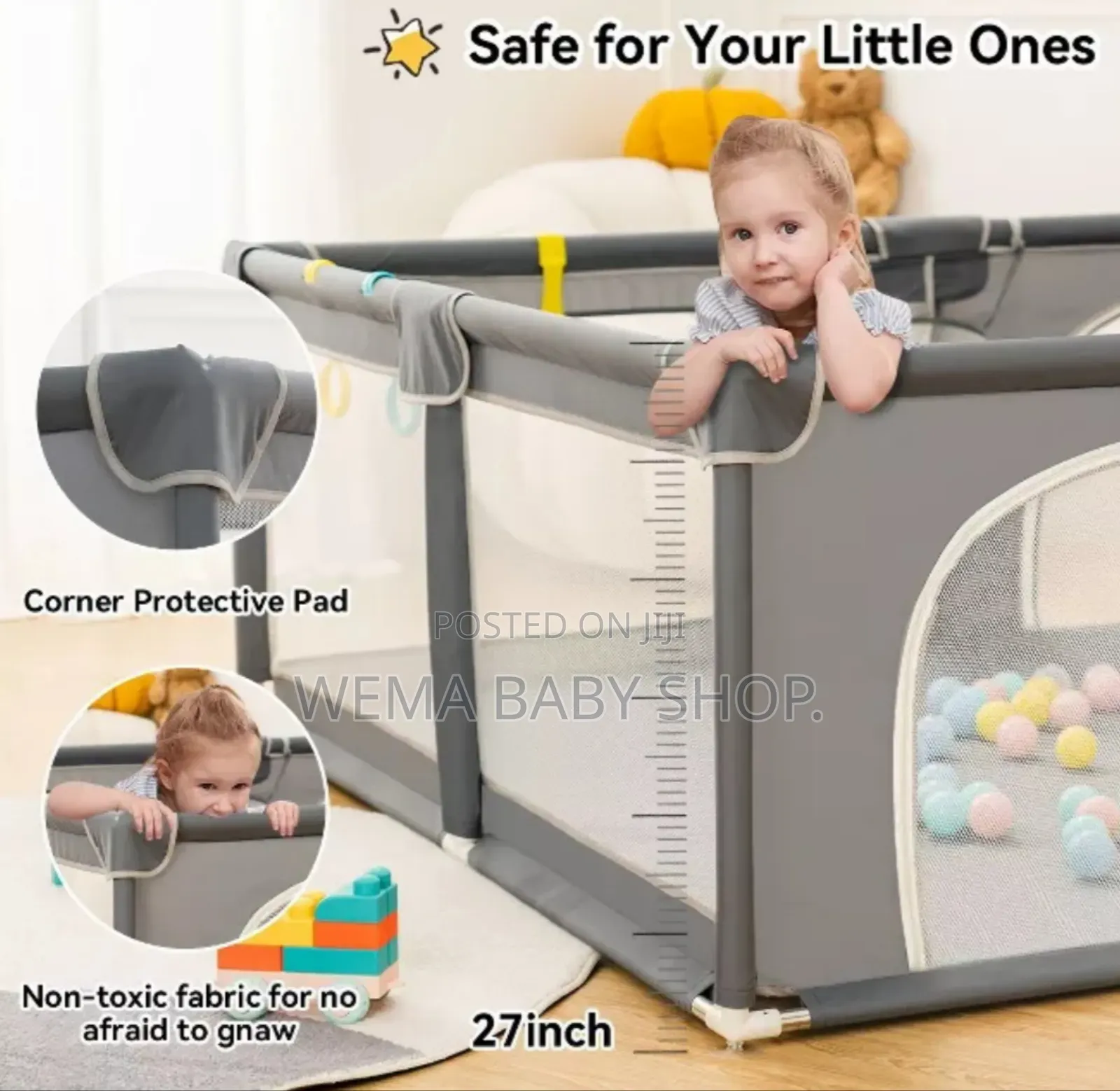 Extra Large Baby Play Yard/Playpen (1.8mx1.5m) With Balls