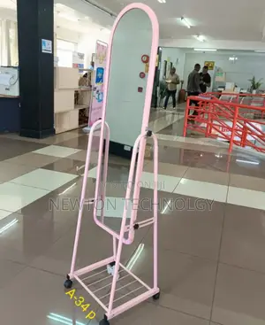 Pink Dressing Mirror With Wheel