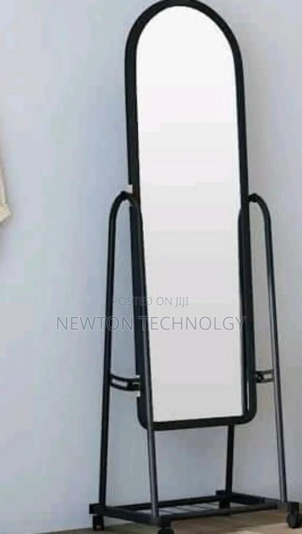 Black Full Length Dressing Mirror With Wheels And Shoes Rack